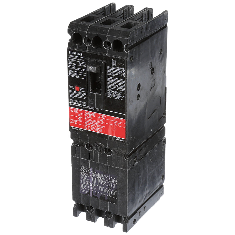 CED63B030 Siemens Sentron & CED6 Molded Case Circuit Breaker 30 A 3 Pole 600 VAC ED 125A Frame Thermal Magnetic Load Side Lug 200 kA