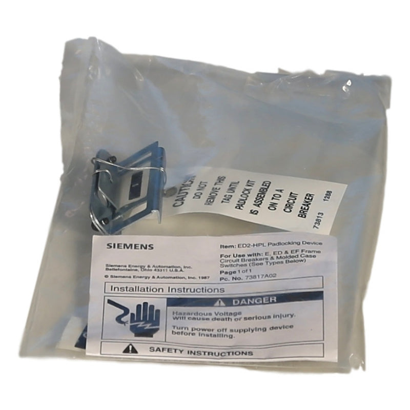 ED2HPL Siemens Sentron ED Padlock Device for Molded Case Circuit Breaker