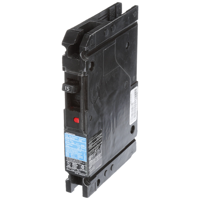ED41B015 Siemens Sentron ED Molded Case Circuit Breaker 15 A 1 Pole 277 VAC ED 125A Frame Thermal Magnetic Load Lug 65 kA