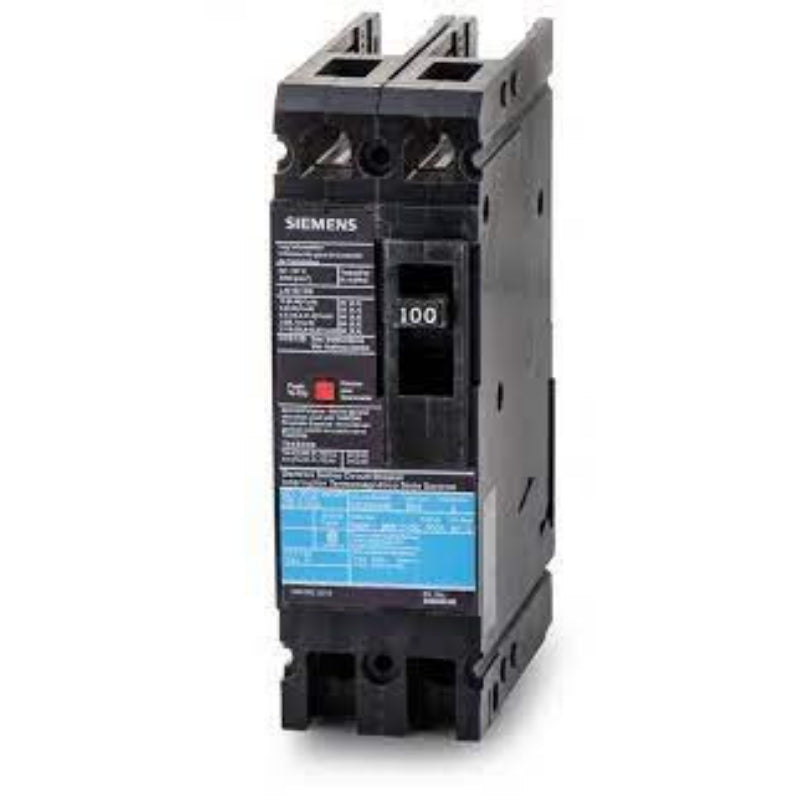 ED42B100 Siemens Sentron ED Molded Case Circuit Breaker 100 A 2 Pole 480 VAC ED 125A Frame Thermal Magnetic Load Lug 30 kA