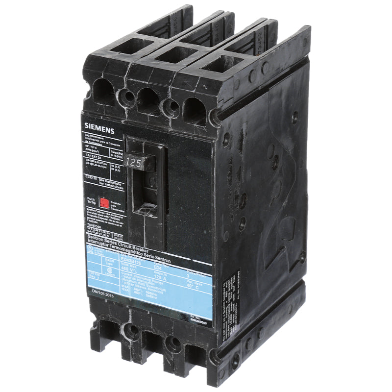ED43B125 Siemens Sentron ED Molded Case Circuit Breaker 125 A 3 Pole 480 VAC ED 125A Frame Thermal Magnetic Load Lug 18 kA