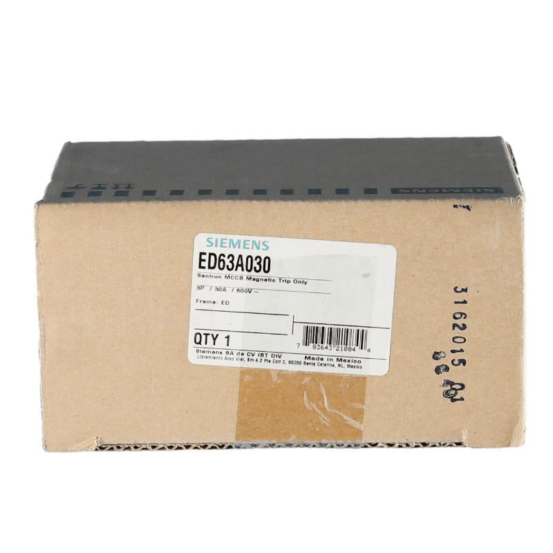 ED63A030 Siemens Sentron ED Molded Case Circuit Breaker 30 A 3 Pole 600 VAC Thermal Magnetic Load Lug 18 kA