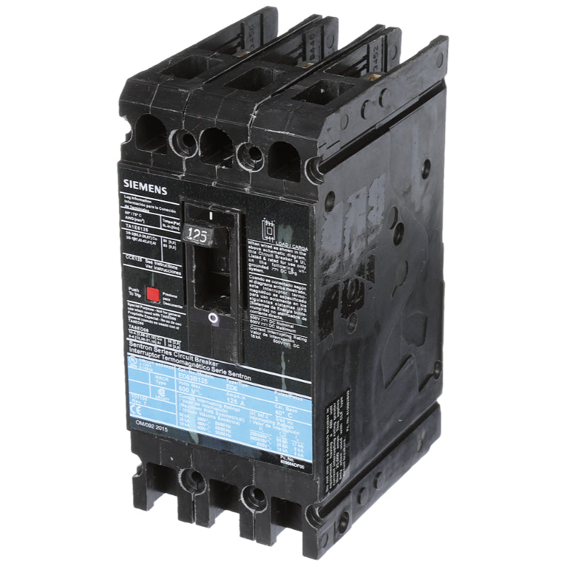 ED63B125L Siemens Sentron ED Molded Case Circuit Breaker 125 A 3 Pole 600 VAC ED 125A Frame Thermal Magnetic Line and Load Side Lug 25 kA