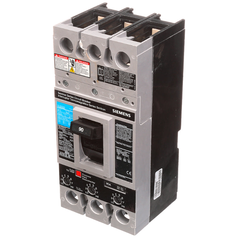 FXD63B090 Siemens Sentron & FXD6-A Molded Case Circuit Breaker 90 A 3 Pole 600 VAC FD 250A Frame Thermal Magnetic 65 kA