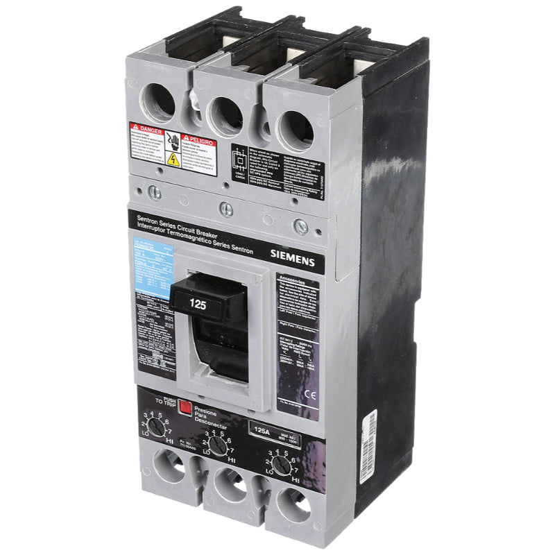 FXD63B125 Siemens Sentron & FXD6-A Molded Case Circuit Breaker 125 A 3 Pole 600 VAC FD 250A Frame Thermal Magnetic 65 kA