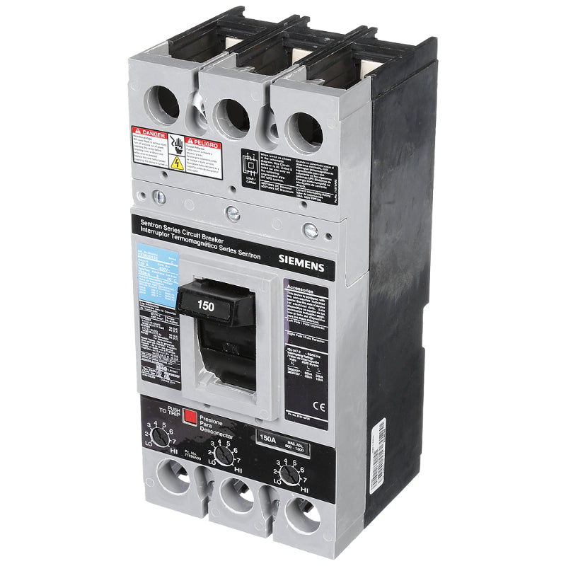 FXD63B150 Siemens Sentron & FXD6-A Molded Case Circuit Breaker 150 A 3 Pole 600 VAC FD 250A Frame Thermal Magnetic 65 kA