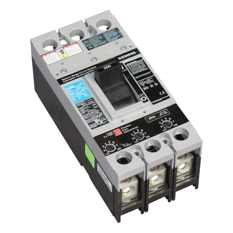 FXD63B200L Siemens Sentron & FXD6-A Molded Case Circuit Breaker 200 A 3 Pole 600 VAC FD 250A Frame Thermal Magnetic Line and Load Side Lug 65 kA