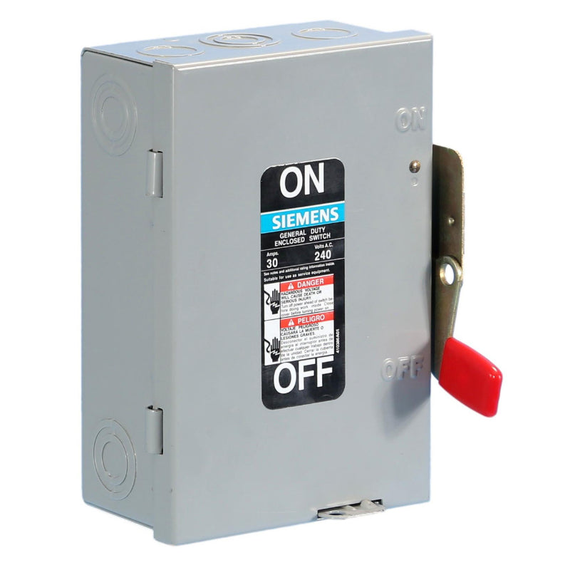 GF221N Siemens VBII Series Safety Switch 240 VAC 30 A Fusible 2 Pole Cold Rolled Steel