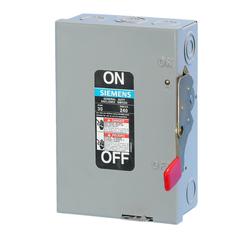 GF221N Siemens VBII Series Safety Switch 240 VAC 30 A Fusible 2 Pole Cold Rolled Steel