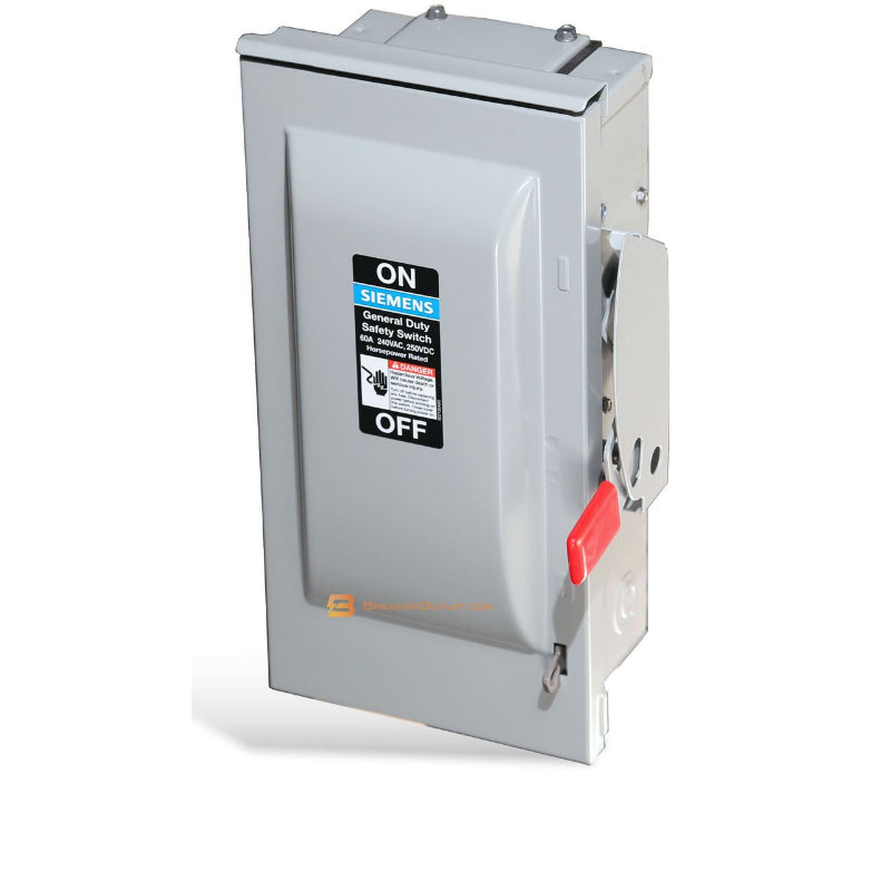 GF222NR Siemens VBII Series Safety Switch 240 VAC 60 A Fusible 2 Pole Galvanized Steel