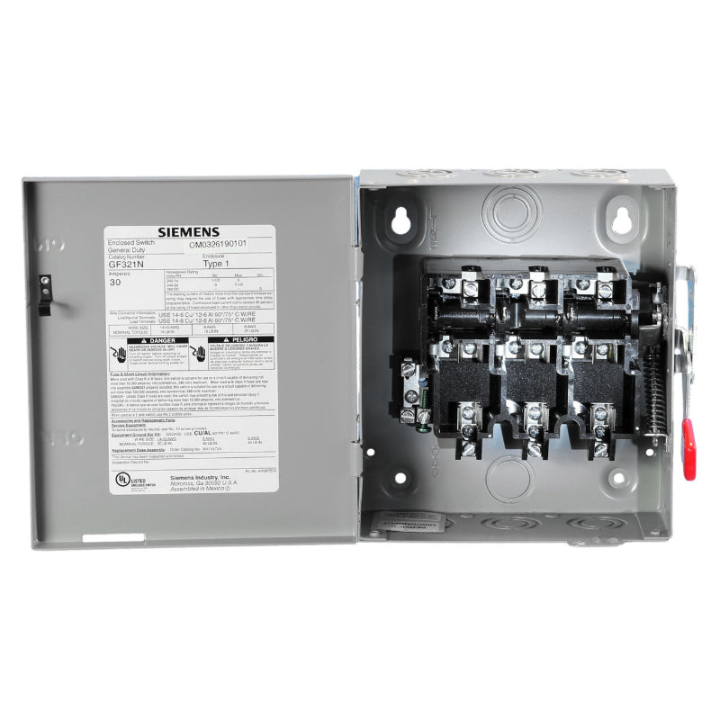 GF321N Siemens VBII Series Safety Switch 240 VAC & 250 VDC 320 A Fusible 3PST 3 Pole