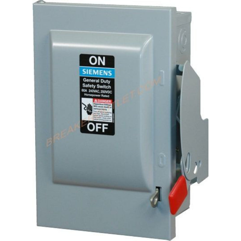 GF322N Siemens VBII Series Safety Switch 240 VAC & 250 VDC 60 A Fusible 3PST 3 Pole Cold Rolled Steel