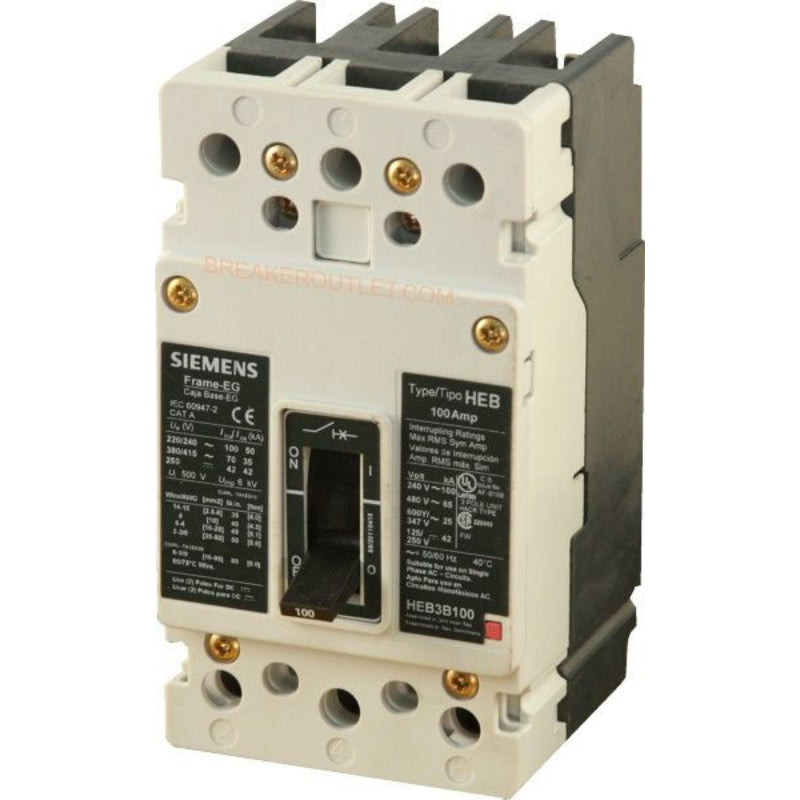 HEB1B025B Siemens HEB Molded Case Circuit Breaker 25 A 1 Pole 277 VAC EG Frame Thermal Magnetic Load Side Lug 200 kA