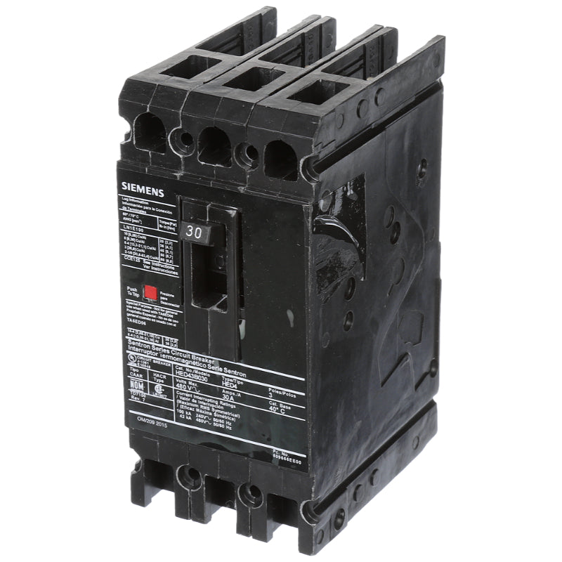 HED43B030 Siemens Sentron HED4 Molded Case Circuit Breaker 30 A 3 Pole 480 VAC ED 125A Frame Thermal Magnetic Load Lug 42 kA