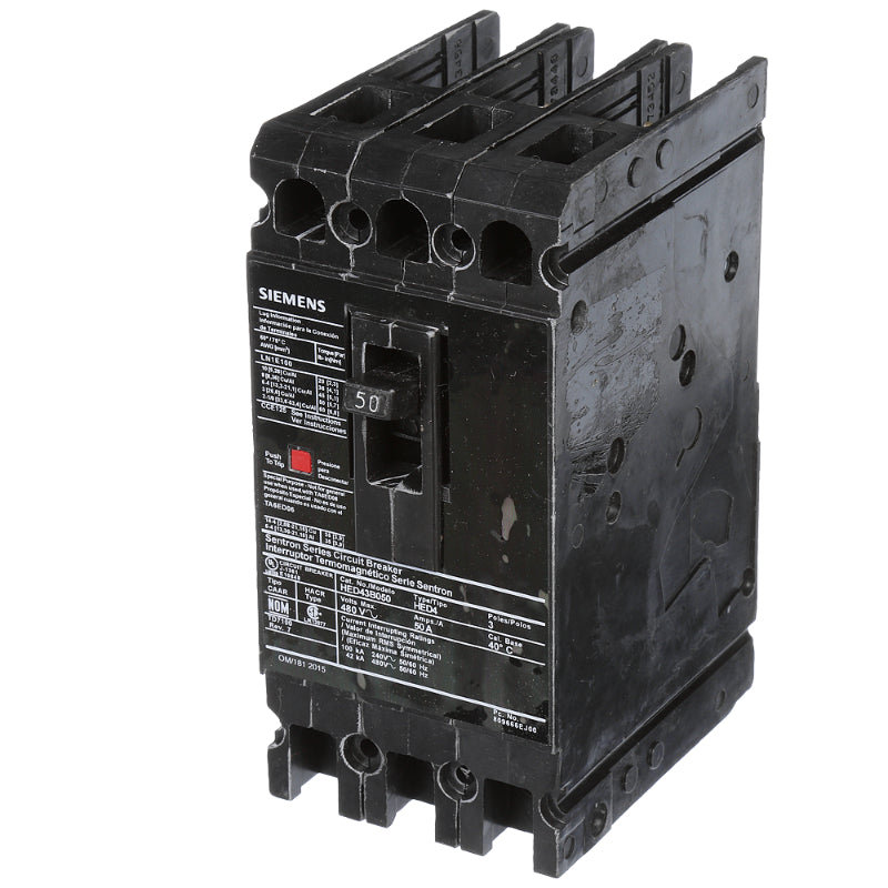 HED43B050 Siemens Sentron HED4 Molded Case Circuit Breaker 50 A 3 Pole 480 VAC ED 125A Frame Thermal Magnetic Load Lug 42 kA