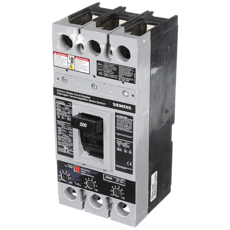 HFXD63B200 Siemens Sentron HFXD6 Molded Case Circuit Breaker 200 A 3 Pole 600 VAC FD 250A Frame Thermal Magnetic 100 kA