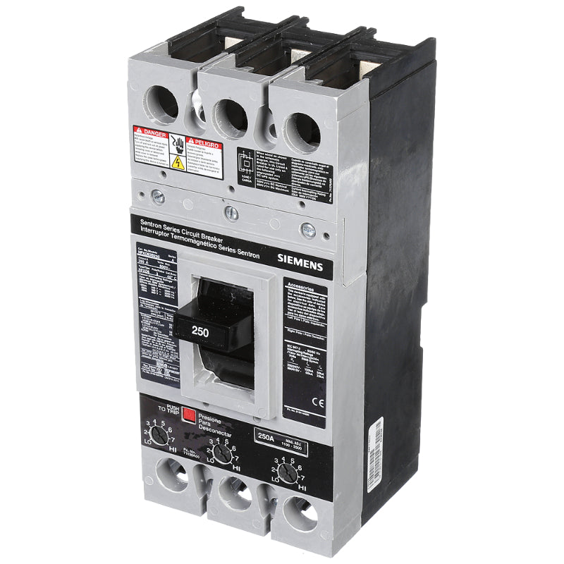 HFXD63B250 Siemens Sentron HFXD6 Molded Case Circuit Breaker 250 A 3 Pole 600 VAC FD 250A Frame Thermal Magnetic 100 kA
