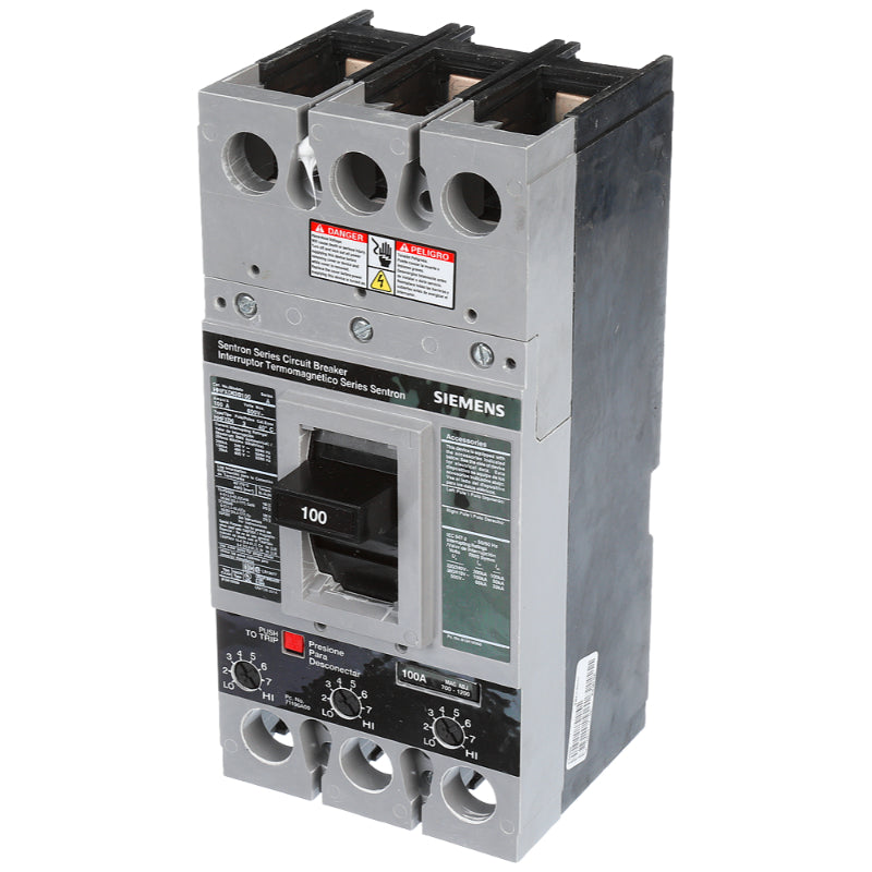 HHFXD63B100 Siemens Sentron & HHFXD6 Molded Case Circuit Breaker Thermal Magnetic 600 V 100 A 3 Pole 200 kA