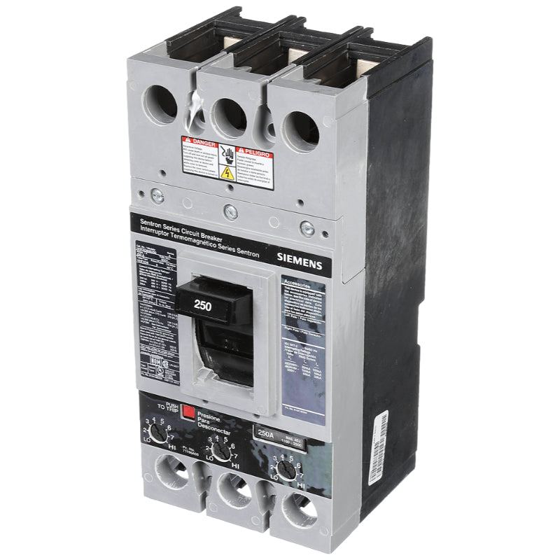HHFXD63B250 Siemens Sentron & HHFXD6 Molded Case Circuit Breaker Thermal Magnetic 600 V 250 A 3 Pole 200 kA