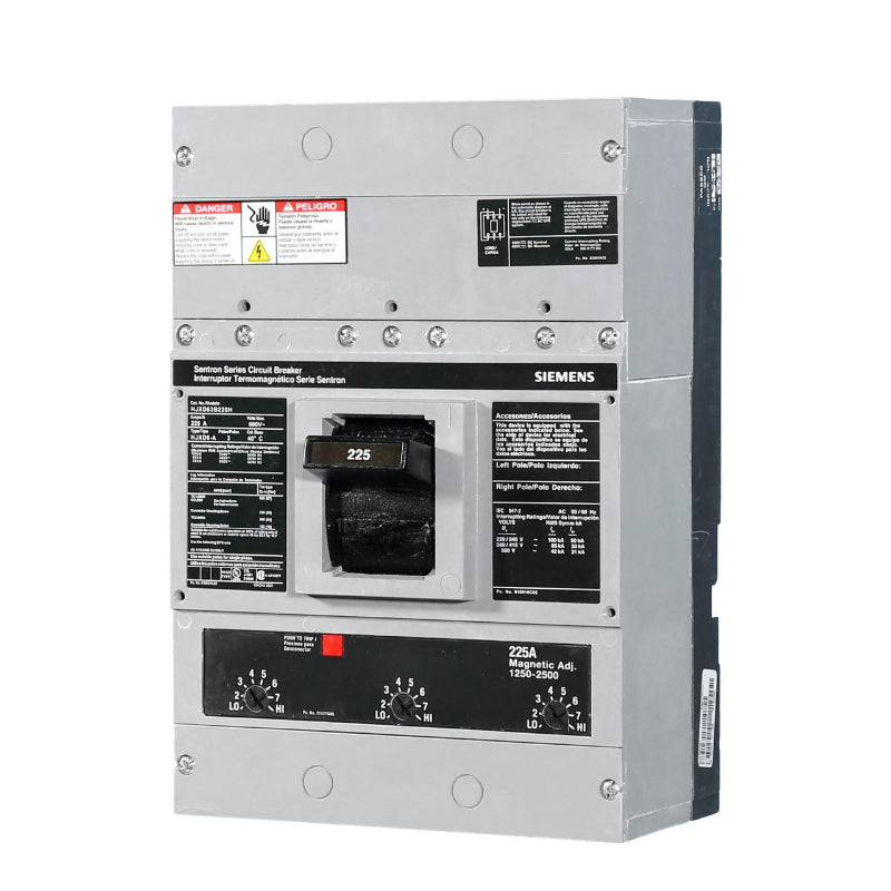 HHJXD63B225 Siemens Sentron & HHJXD6 Molded Case Circuit Breaker Thermal Magnetic 600 V 225 A 3 Pole 200 kA
