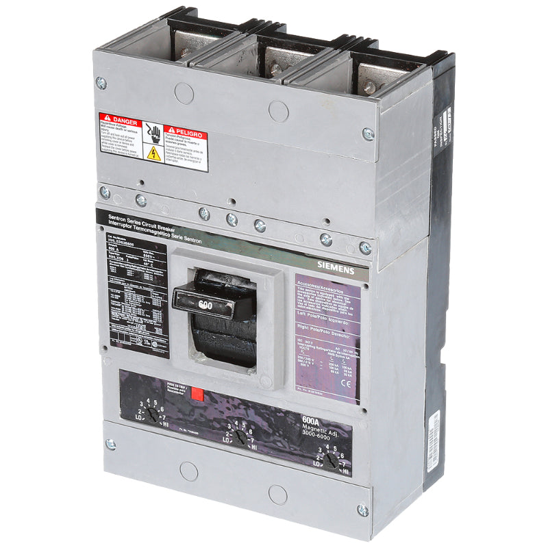 HHLXD63B600 Siemens Sentron & HHLXD6 Molded Case Circuit Breaker Thermal Magnetic 600 V 600 A 3 Pole 200 kA