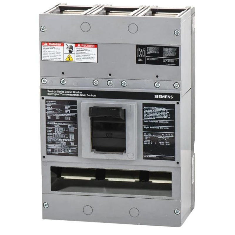 HJD63F400 Siemens Sentron HJD6 Molded Case Circuit Breaker 400 A 3 Pole 600 VAC Thermal Magnetic Line and Load Side Lug 65 kA
