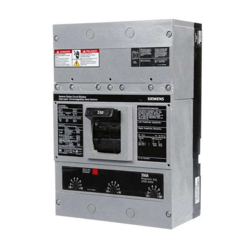 HJXD63B350L Siemens Sentron HJXD6 Molded Case Circuit Breaker 350 A 3 Pole 600 VAC JD 400A Frame Thermal Magnetic Line and Load Side Lug 100 kA