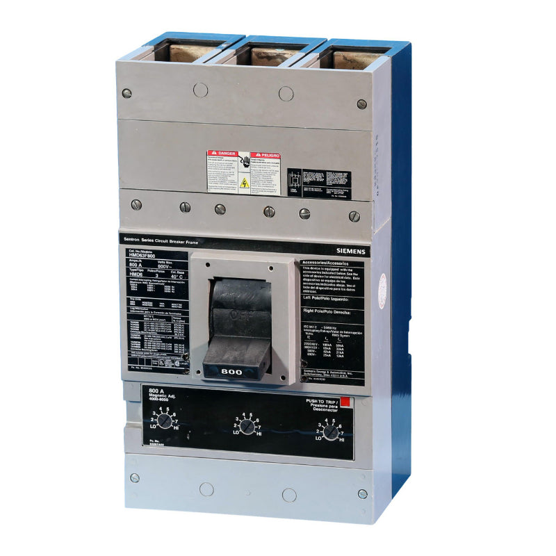 HMXD63B800 Siemens Sentron HMXD6 Molded Case Circuit Breaker 800 A 3 Pole 600 VAC MD 800A Frame Thermal Magnetic 100 kA