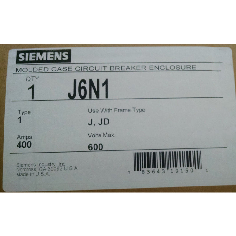 J6N3R Siemens Circuit Breaker Enclosure 400 A 600 V For JXD2/JD6/JXD6/HJD6/HJXD6/HHJD6/HHJXD6