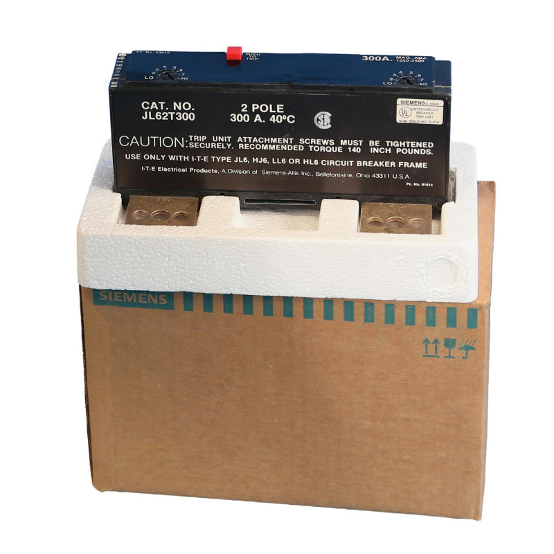 JL62T300 Siemens Thermal Magnetic Trip Unit 300 A 2 Pole 600 VAC JXD/LXD Frame Thermal Magnetic