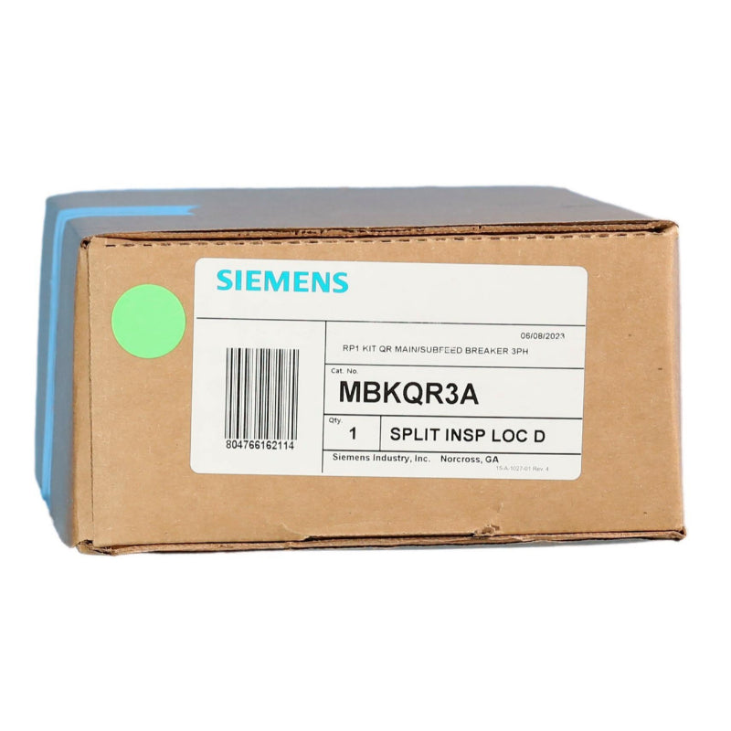 MBKQR3A Siemens Main or Subfeed Breaker Mounting Kit 225 A Revised P1 Panel Board QR2 Circuit Breaker QRH2 Circuit Breaker