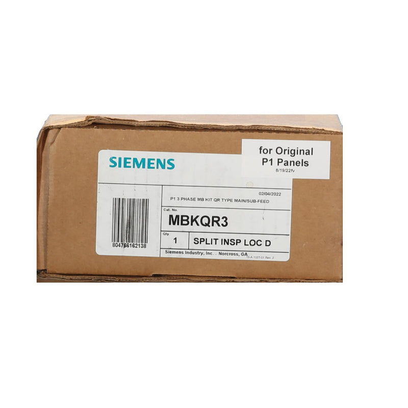 MBKQR3 Siemens Main or Subfeed Breaker Mounting Kit 225 A P1 Panel For QR2/QRH2/HQR2/HQR2H CB