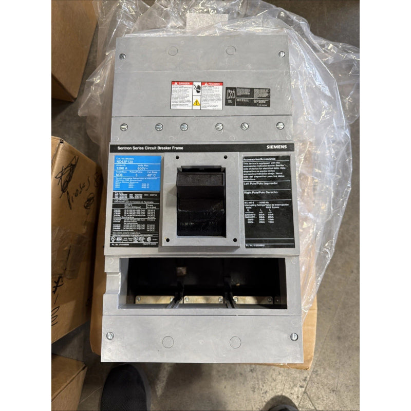 ND63F120 Siemens Sentron & ND6 Molded Case Circuit Breaker 1200 A 3 Pole 600 VAC ND 1200A Frame Thermal Magnetic Line and Load Side Lug 65 kA