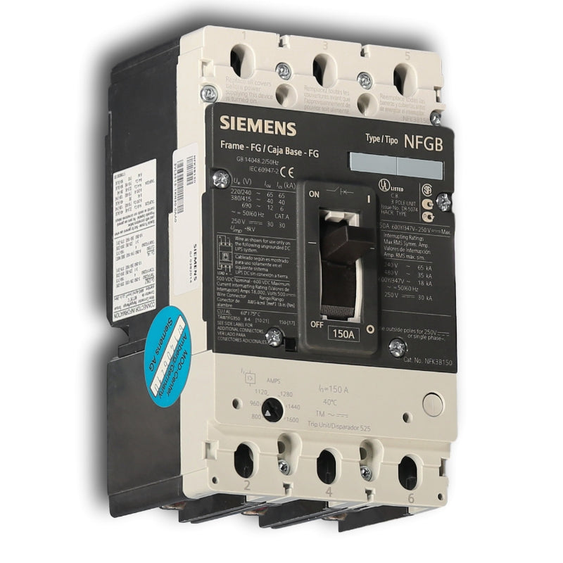 NFK3B250 Siemens Molded Case Circuit Breaker 250 A 3 Pole 480 VAC NFG Frame Thermal Magnetic Lug 35 kA