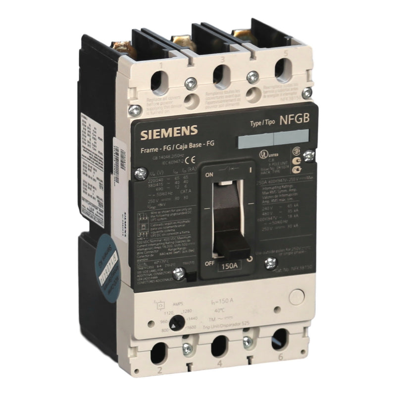 NFK3B250 Siemens Molded Case Circuit Breaker 250 A 3 Pole 480 VAC NFG Frame Thermal Magnetic Lug 35 kA