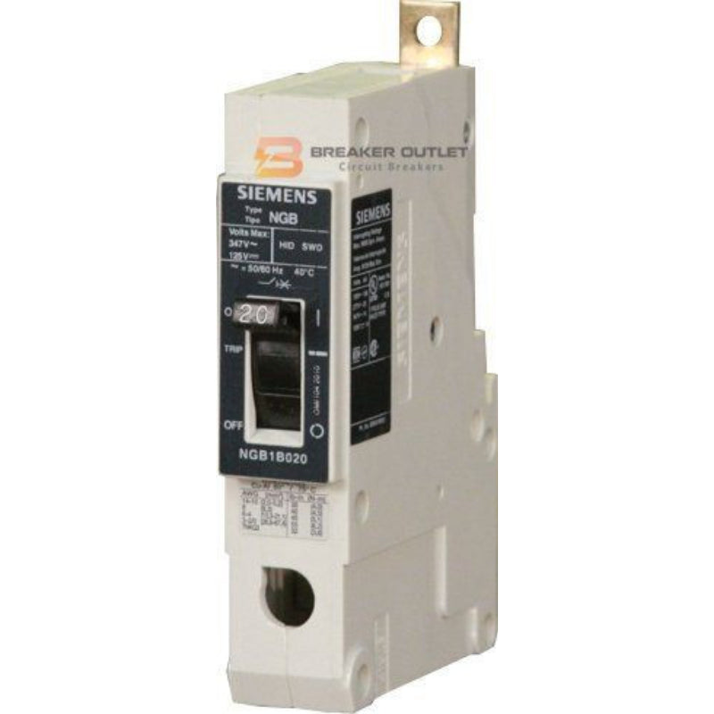 NGB1B025B Siemens NGB Molded Case Circuit Breaker 25 A 1 Pole 347 VAC NGB 125A Frame Thermal Magnetic Load Side Lug 100 kA
