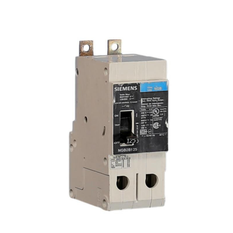 NGB2B125B Siemens NGB Molded Case Circuit Breaker 125 A 2 Pole 600Y/347 VAC NGB 125A Frame Thermal Magnetic Load Side Lug 100 kA