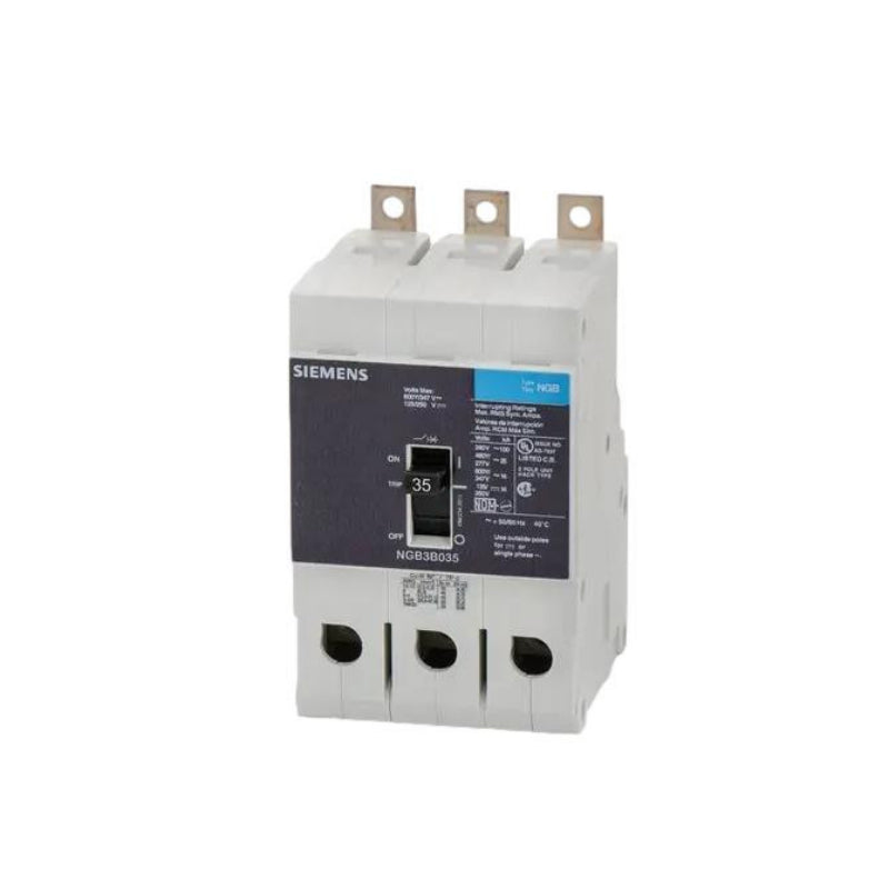 NGB3B035B Siemens NGB Molded Case Circuit Breaker 35 A 3 Pole 600Y/347 VAC NGB 125A Frame Thermal Magnetic Load Side Lug 100 kA