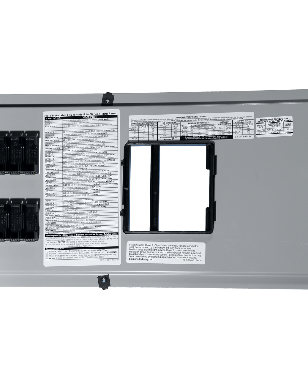 Dead-Front Panel Cover for 3VA 400A Main Breaker, 42 Circuits