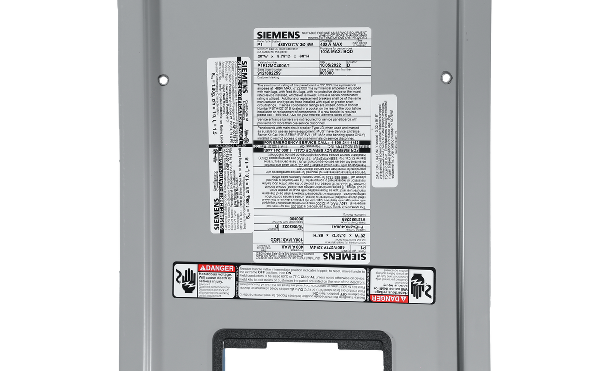Dead-Front Panel Cover for 3VA 400A Main Breaker, 42 Circuits