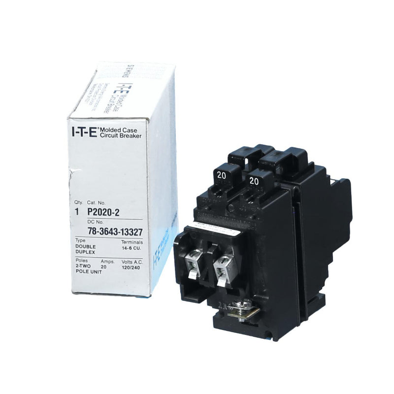 P2020-2 Pushmatic Twin Duplex Circuit Breaker Thermal Magnetic 120/240 V 20 A 2 Pole 10000 A