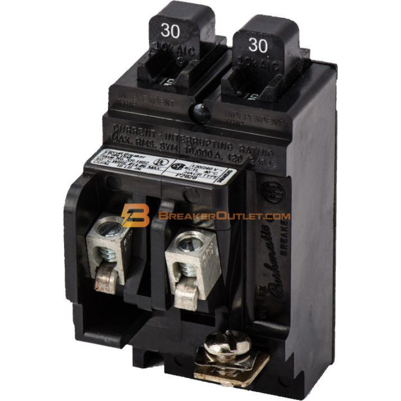 P3030 Pushmatic Twin Circuit Breaker Thermal Magnetic 120 V 30 A 1 Pole 10000 A