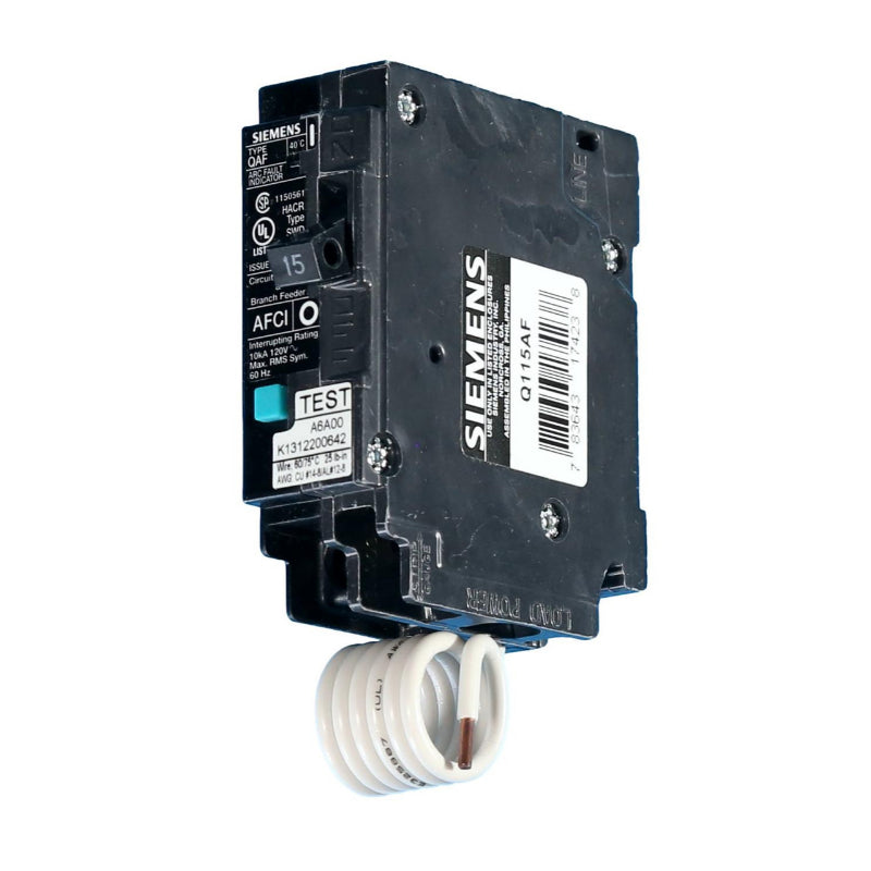 Q115AF Siemens QAF Arc Fault Circuit Interrupter 120 V 15 A 10 kA 60 Hz 1 Pole