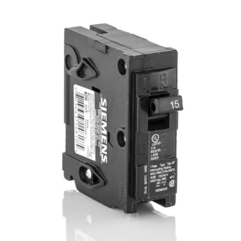 Q115 Siemens QP Miniature Circuit Breaker 15 A 1 Pole 120/240 VAC QP 125A Frame Thermal Magnetic Load Side Lug 10 kA