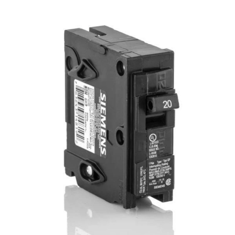 Q120 Siemens QP Miniature Circuit Breaker 20 A 1 Pole 120/240 VAC QP 125A Frame Thermal Magnetic Load Side Lug 10 kA