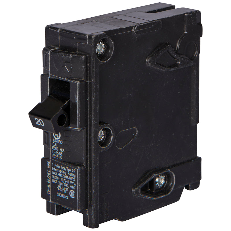 Q120 Siemens QP Miniature Circuit Breaker 20 A 1 Pole 120/240 VAC QP 125A Frame Thermal Magnetic Load Side Lug 10 kA