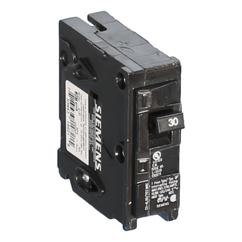 Q130 Siemens QP Miniature Circuit Breaker 30 A 1 Pole 120/240 VAC QP 125A Frame Thermal Magnetic Load Side Lug 10 kA
