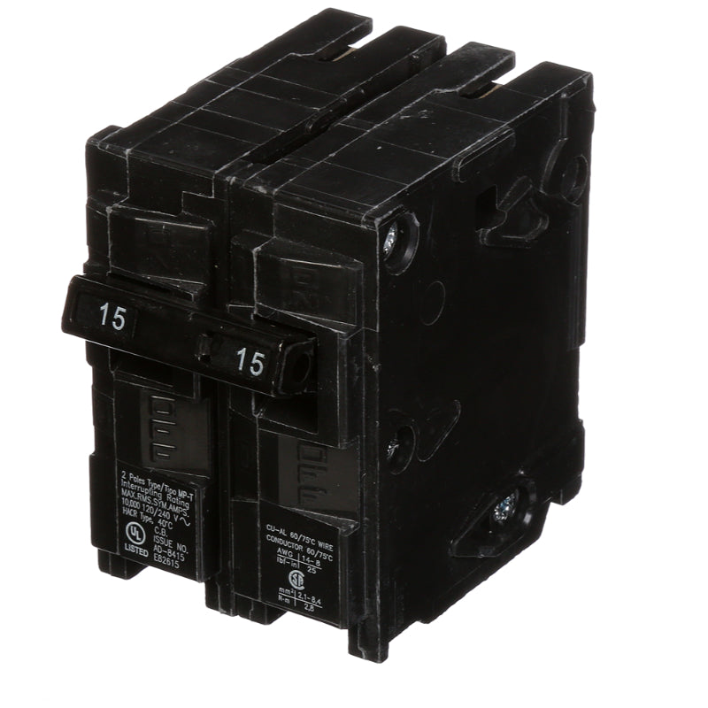 Q215 Siemens QP Miniature Circuit Breaker 15 A 2 Pole 120/240 VAC QP 125A Frame Thermal Magnetic Load Side Lug 10 kA