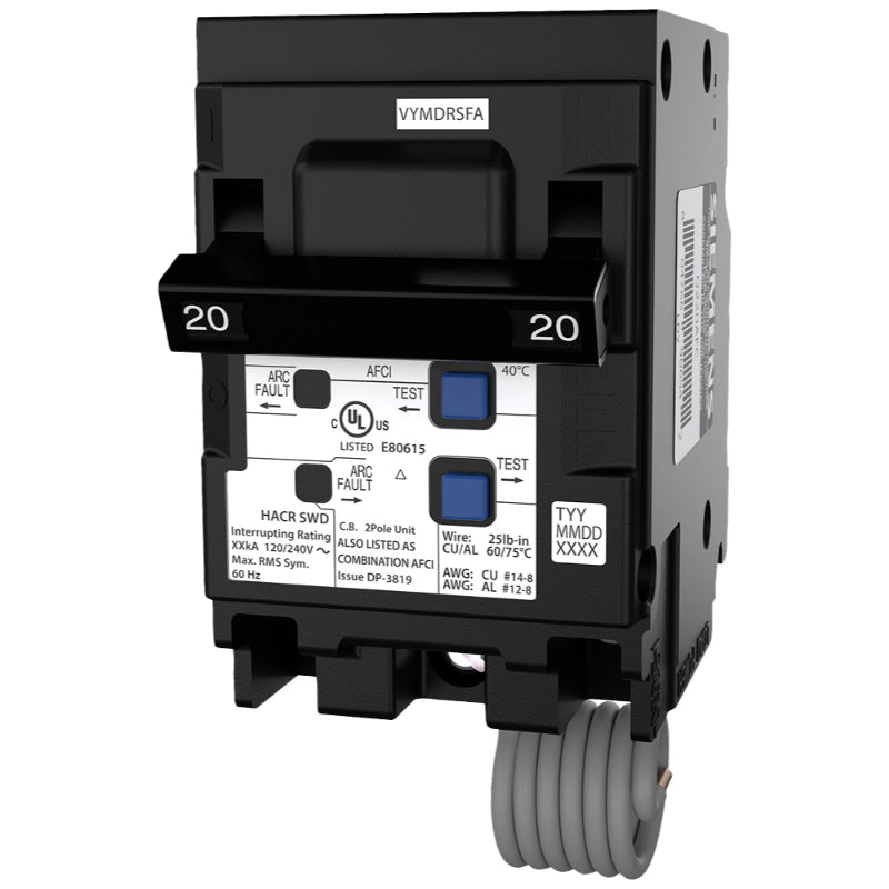 Q220AFC Siemens QAF Arc Fault Circuit Breaker 120/240 V 20 A 10 kA 60 Hz 2 Pole