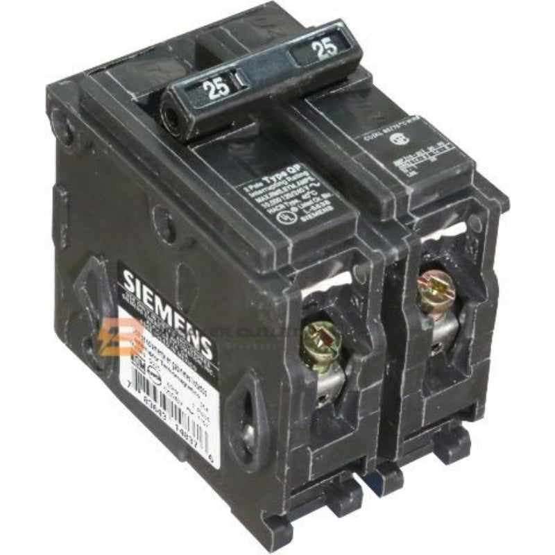 Q225 Siemens QP Miniature Circuit Breaker 25 A 2 Pole 120/240 VAC QP 125A Frame Thermal Magnetic Load Side Lug 10 kA